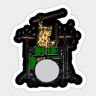 Drummer Cat Music Lover Musician Playing Drums Sticker